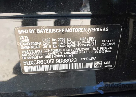 2020 BMW X5 xDrive40I из США, поврежденный, VIN 5UXCR6C05L9B88923